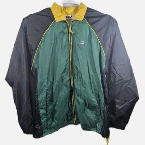 Vintage Clothing Fila Windbreaker Sports Jacket Size M, Green Yellow & Black